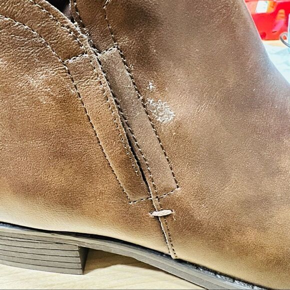 Sun + Stone Boots Womens 8M Brown Cadee Ankle Booties Zip Almond Toe Leather - Picture 11 of 11